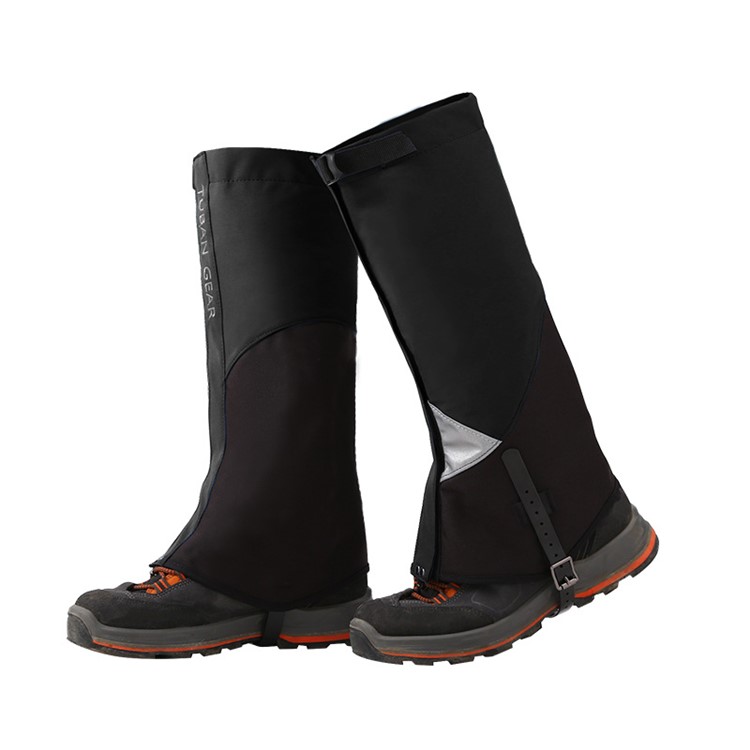 TUBAN Outdoor Waterproof Camping Hiking High Leg Gaiters with Reflective Stripe - Black/Size: S-1