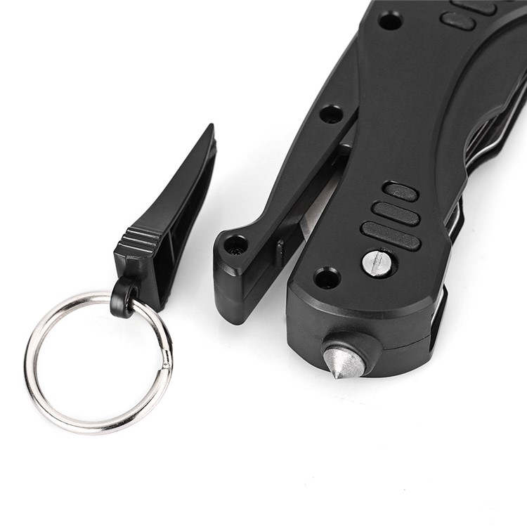 Multi-functional LED Light / Wrench / Knife / Saw EDC Tool Folding Multitools - Black-6