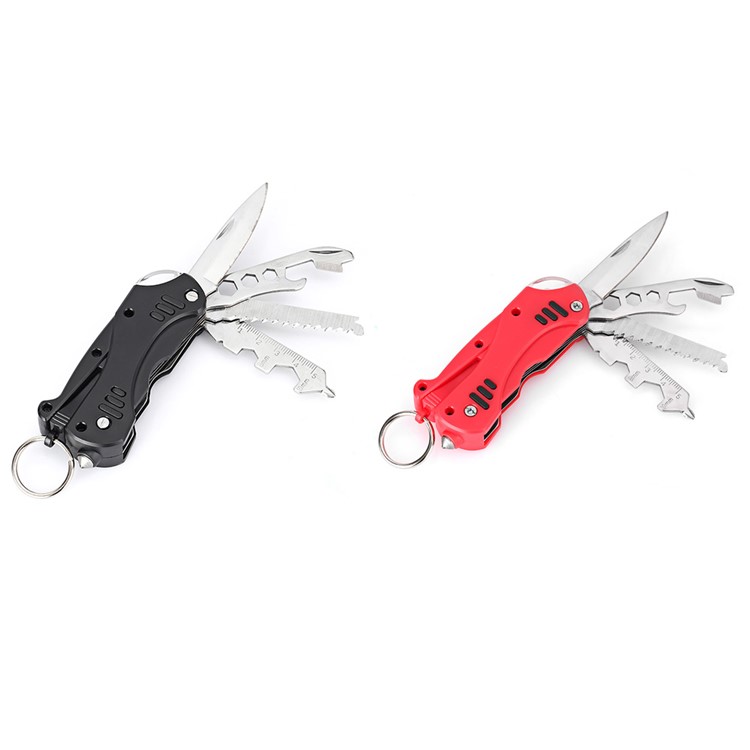 Multi-functional LED Light / Wrench / Knife / Saw EDC Tool Folding Multitools - Black-7
