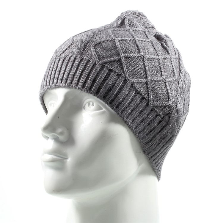 Trendy Twill Grain Unisex Outdoors Warm Knitted Earflap Hat for Autumn Winter Use - Grey-1