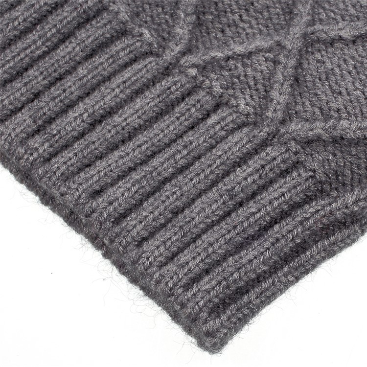 Trendy Twill Grain Unisex Outdoors Warm Knitted Earflap Hat for Autumn Winter Use - Grey-10