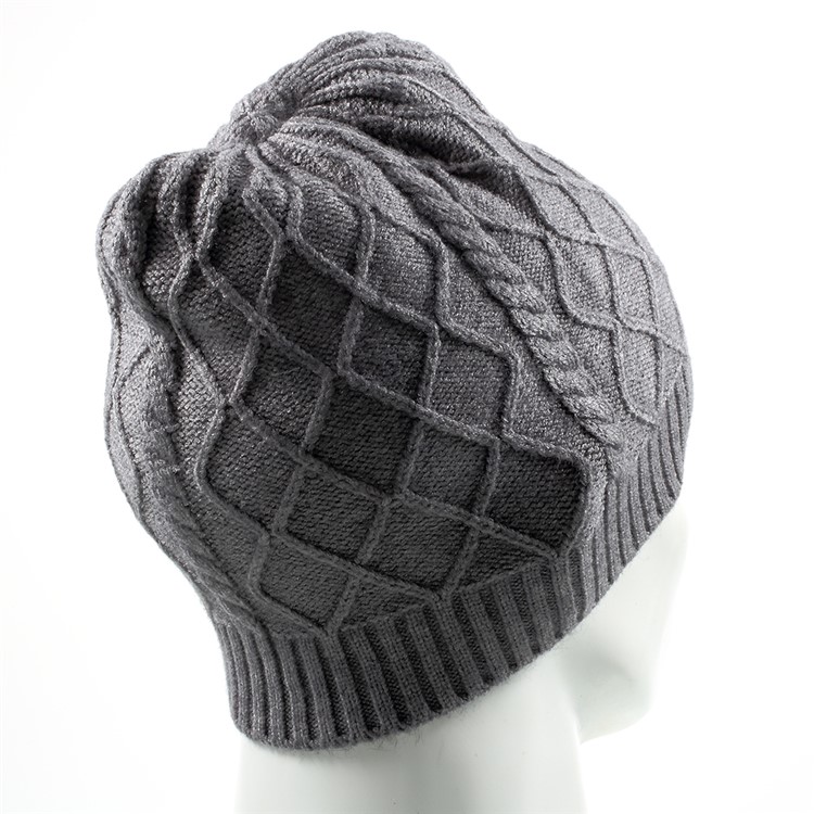 Trendy Twill Grain Unisex Outdoors Warm Knitted Earflap Hat for Autumn Winter Use - Grey-3