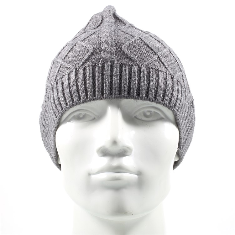 Trendy Twill Grain Unisex Outdoors Warm Knitted Earflap Hat for Autumn Winter Use - Grey-4