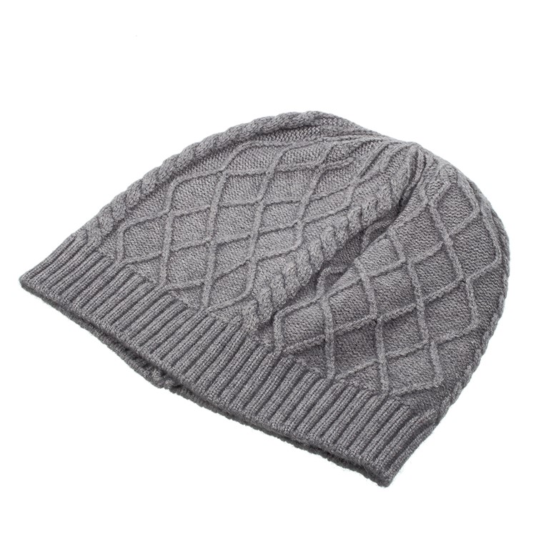 Trendy Twill Grain Unisex Outdoors Warm Knitted Earflap Hat for Autumn Winter Use - Grey-5