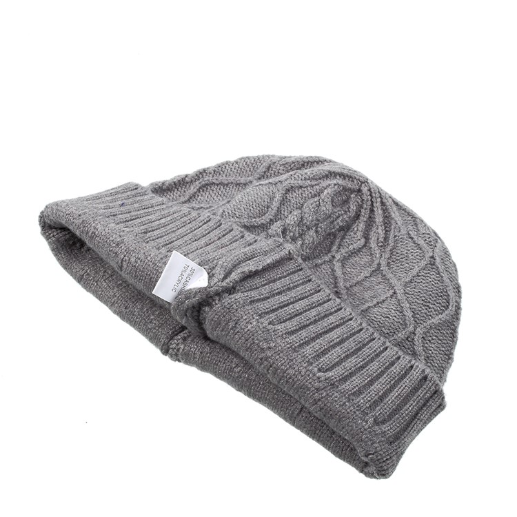 Trendy Twill Grain Unisex Outdoors Warm Knitted Earflap Hat for Autumn Winter Use - Grey-7