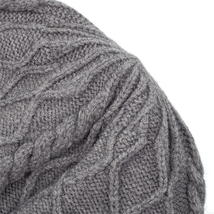 Trendy Twill Grain Unisex Outdoors Warm Knitted Earflap Hat for Autumn Winter Use - Grey-9