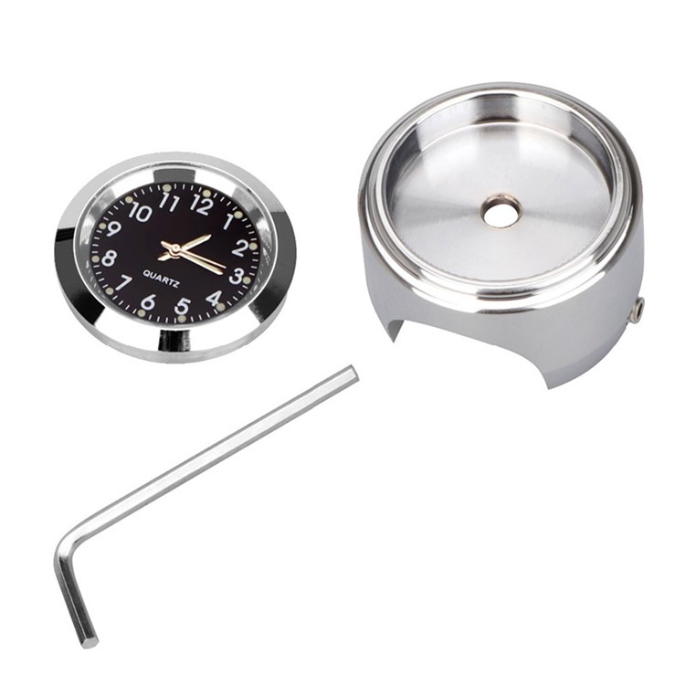 Chic Alloy Motorcycle Bicycle Handlebar Clock Waterproof CNC Cutting Clock - Silver-11