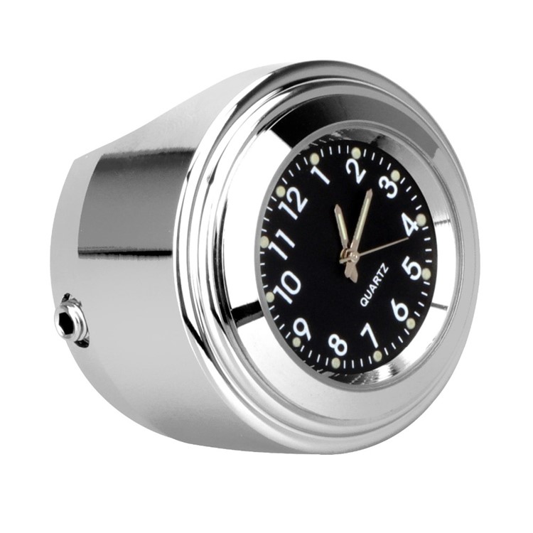 Chic Alloy Motorcycle Bicycle Handlebar Clock Waterproof CNC Cutting Clock - Silver-3