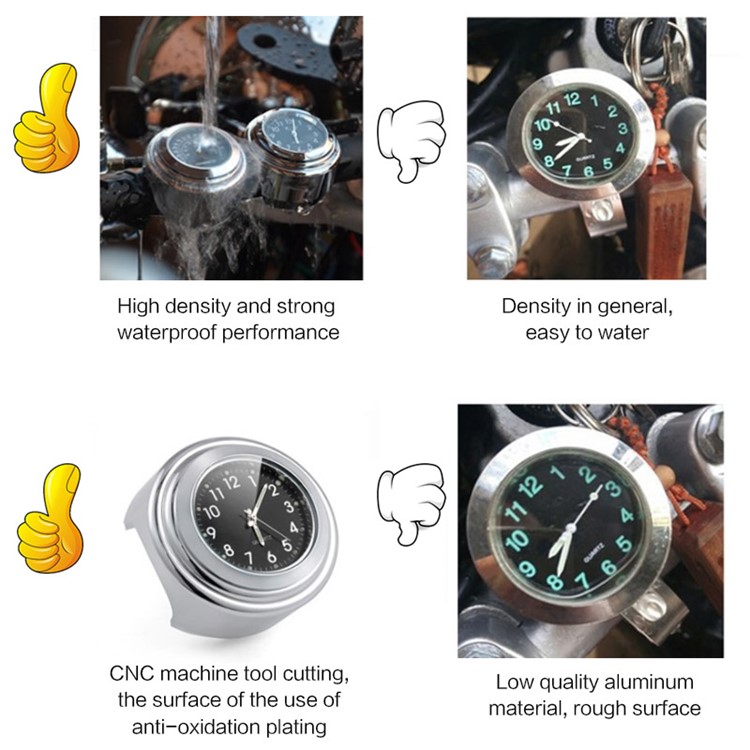Chic Alloy Motorcycle Bicycle Handlebar Clock Waterproof CNC Cutting Clock - Silver-8