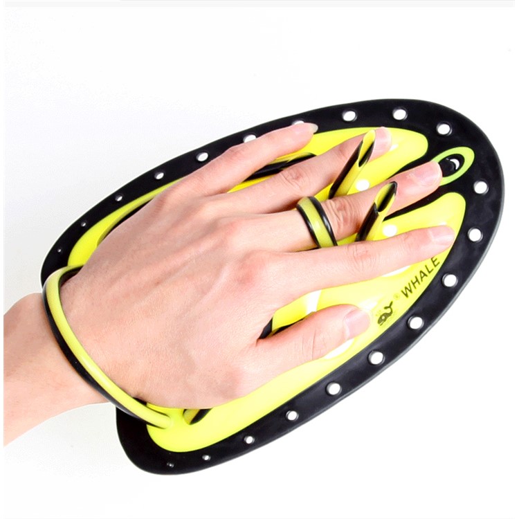 2Pcs WHALE TP-200 Swimming Hand Paddles Webbed Gloves Water Pull Palm - For Child / Yellow-2