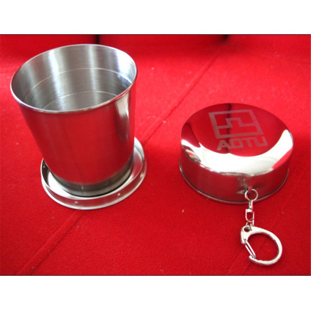 AOTU AT6643 Four-fold Stainless Steel Folding Drinking Tea Cup for Camping, Hiking, Fishing, Traveling etc.-1