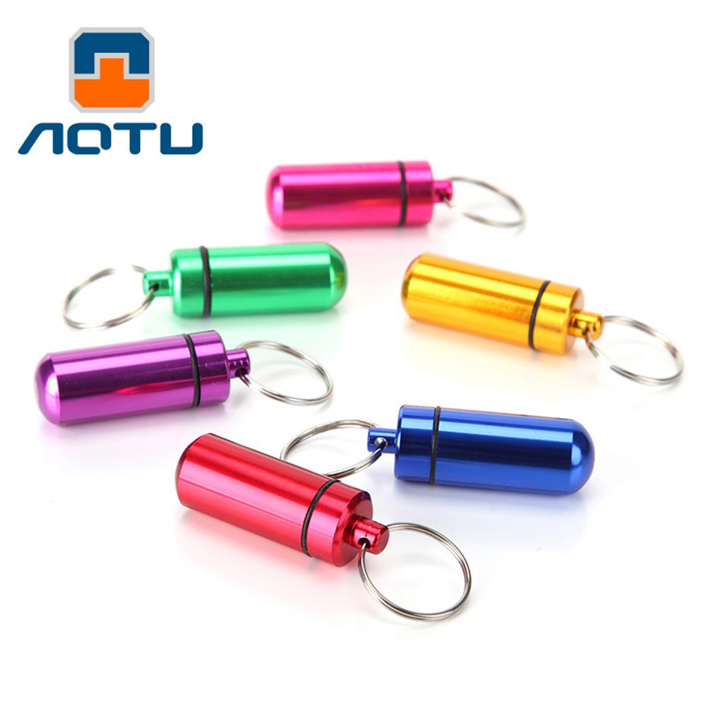 AUTO AT7605 Portable Aluminum Alloy Waterproof Vial Pill Container (Random Color)-1