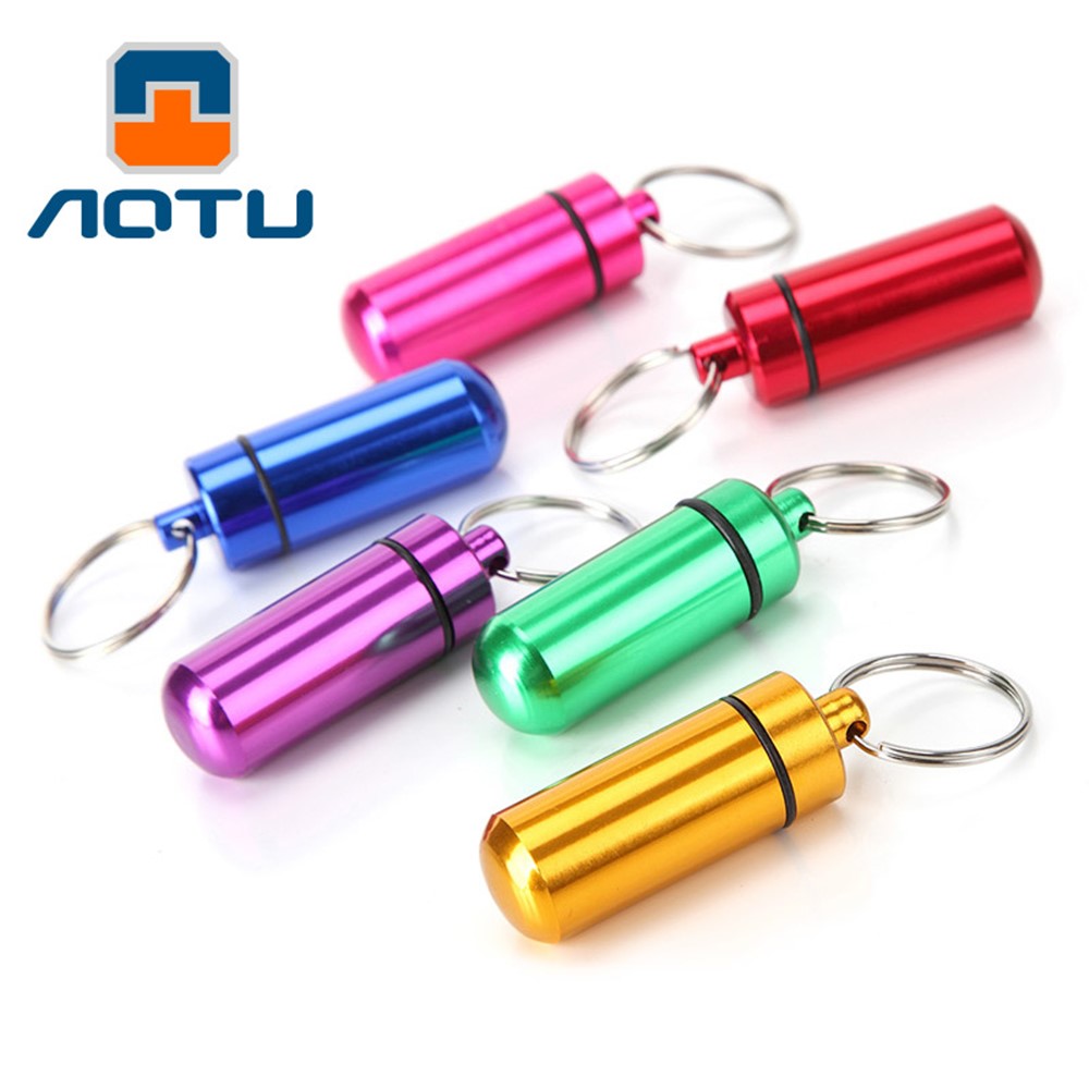 AUTO AT7605 Portable Aluminum Alloy Waterproof Vial Pill Container (Random Color)-2