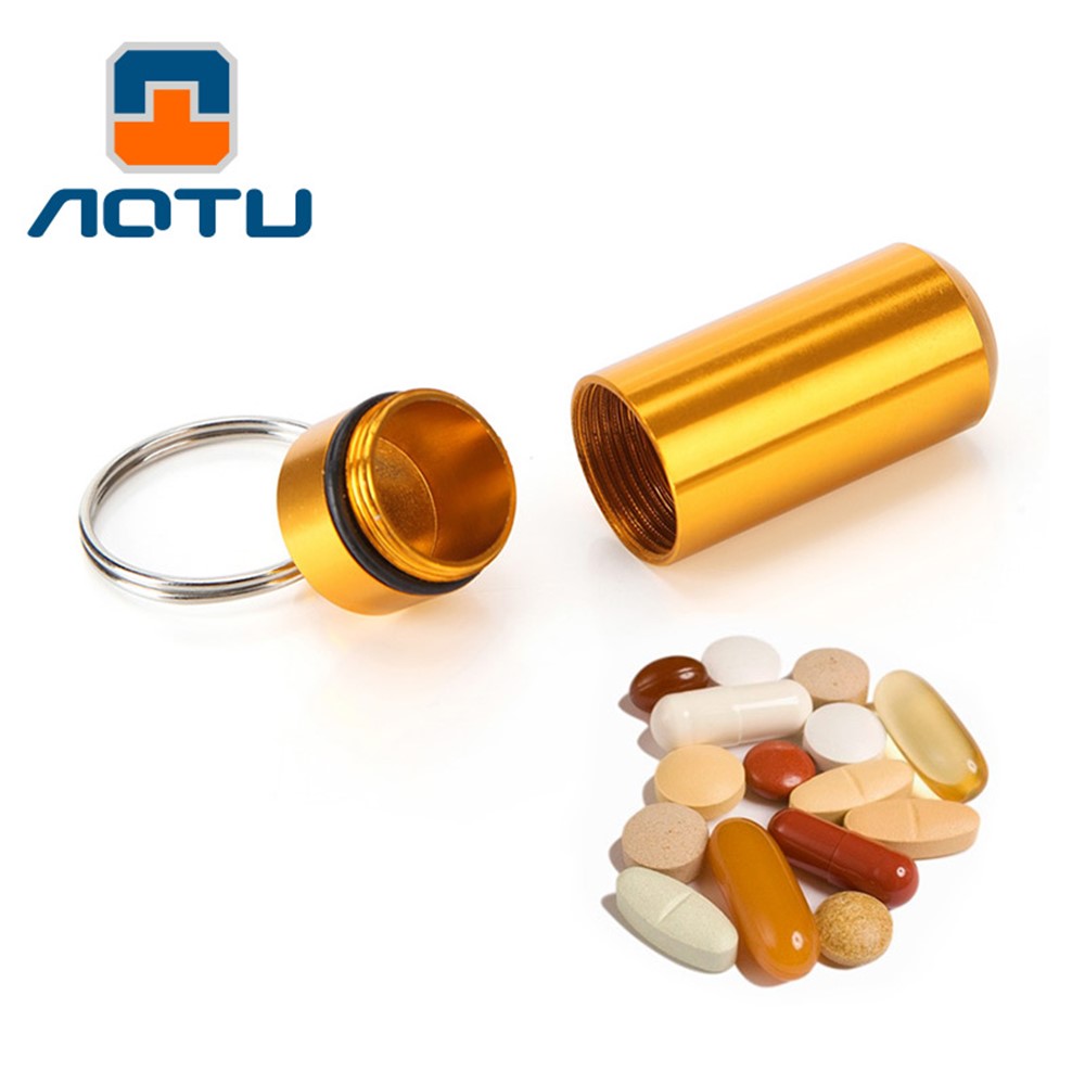 AUTO AT7605 Portable Aluminum Alloy Waterproof Vial Pill Container (Random Color)-3