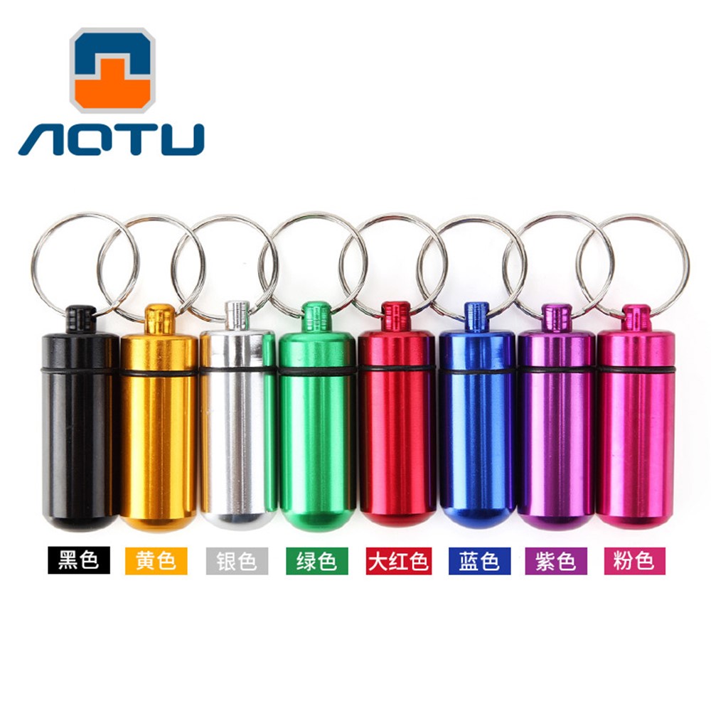 AUTO AT7605 Portable Aluminum Alloy Waterproof Vial Pill Container (Random Color)-4