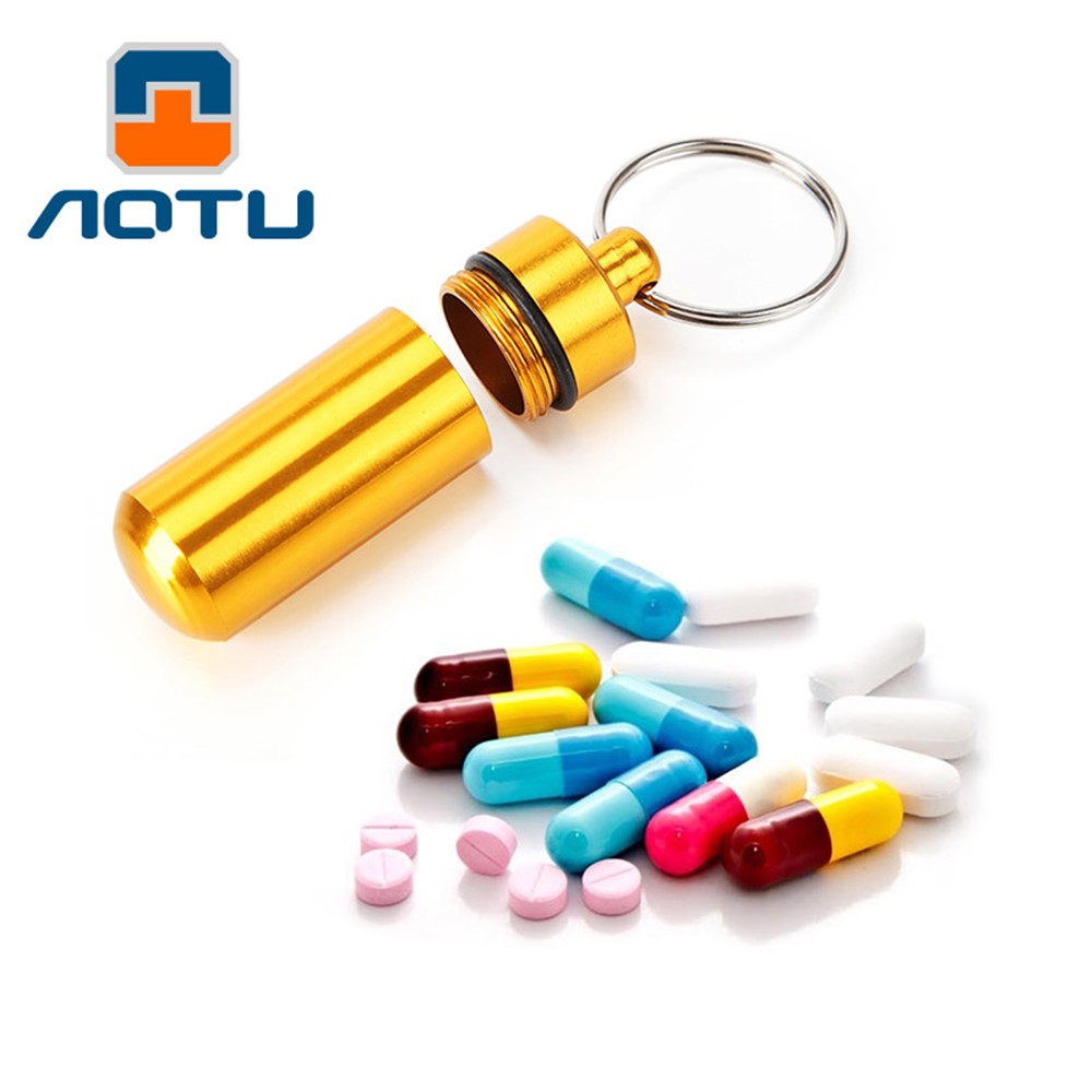AUTO AT7605 Portable Aluminum Alloy Waterproof Vial Pill Container (Random Color)-5