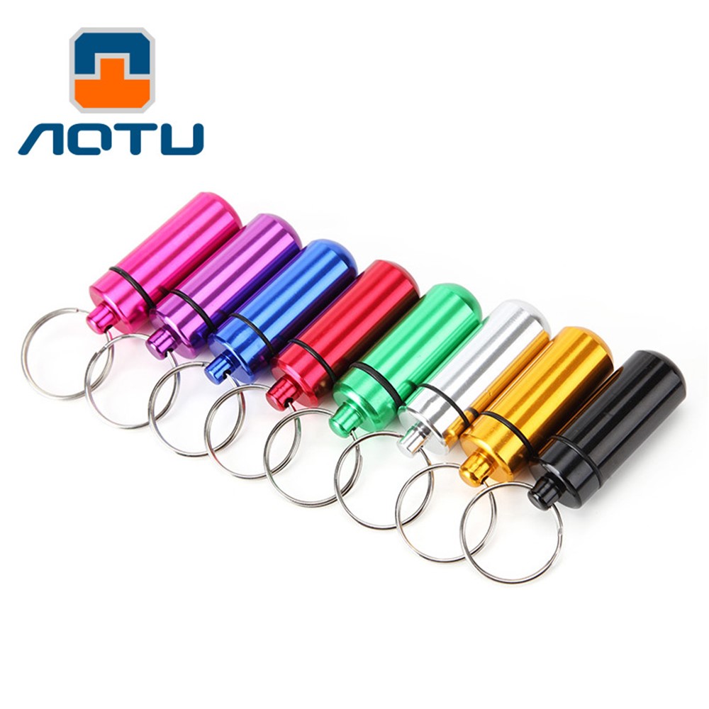 AUTO AT7605 Portable Aluminum Alloy Waterproof Vial Pill Container (Random Color)-6