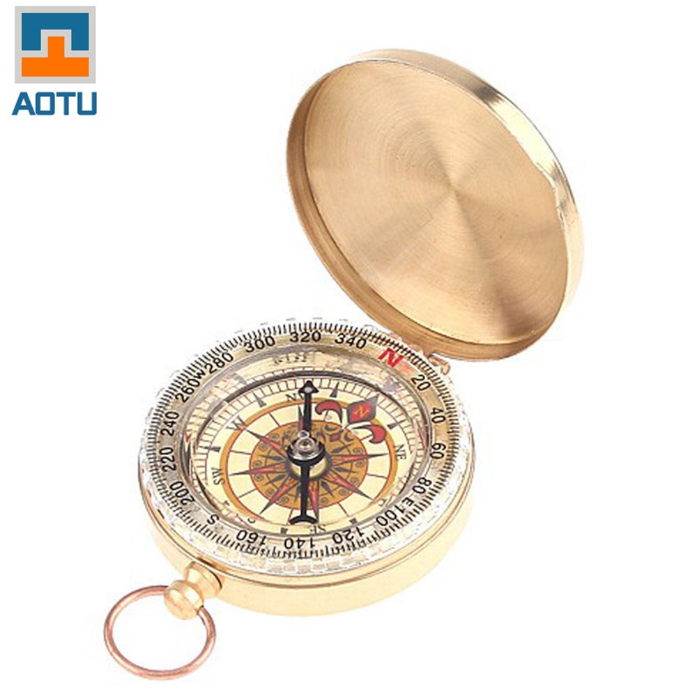 AOTU AT7597 Classic Pocket Watch Style Bronzing Antique Camping Compass-1