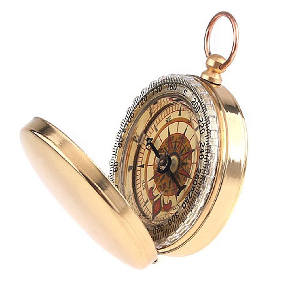 AOTU AT7597 Classic Pocket Watch Style Bronzing Antique Camping Compass-3