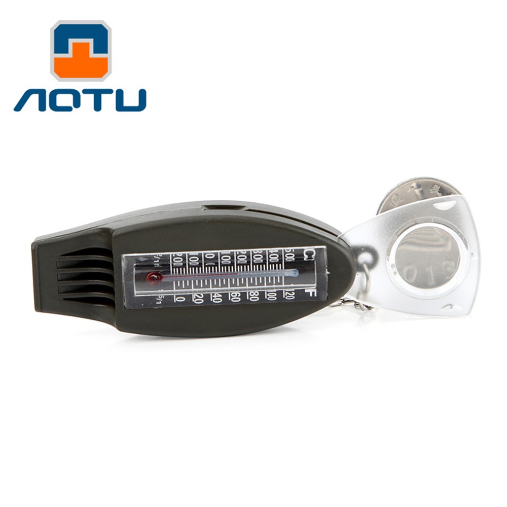 AOTU AT7595 4 in 1 ABS Multi-functional Outdoor Survival Whistle Compass Thermometer Magnifier - Army Green-4