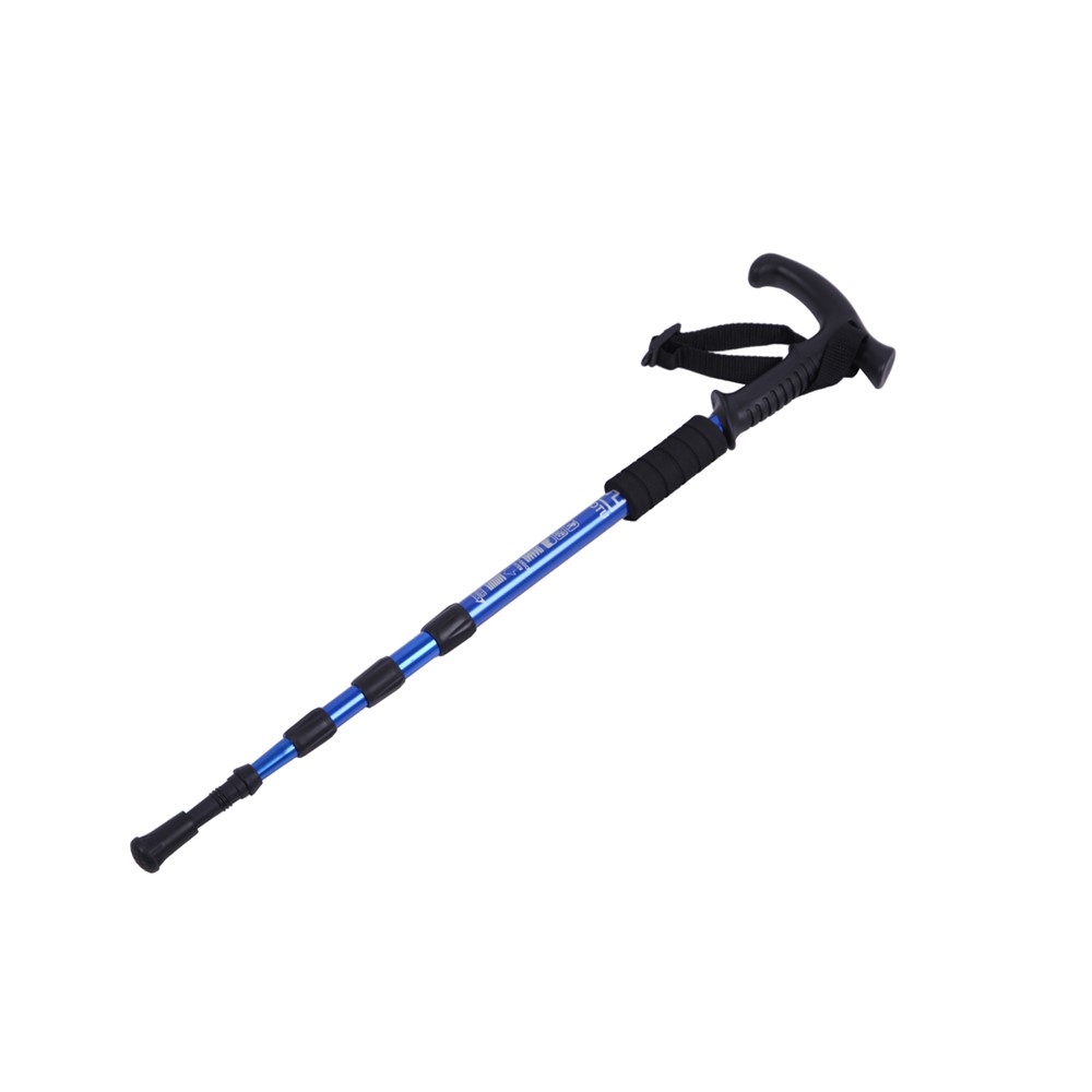 AOTU AT7555 Retractable T Shaped Handle 4 Sections Hiking Stick Trekking Pole - Blue-1