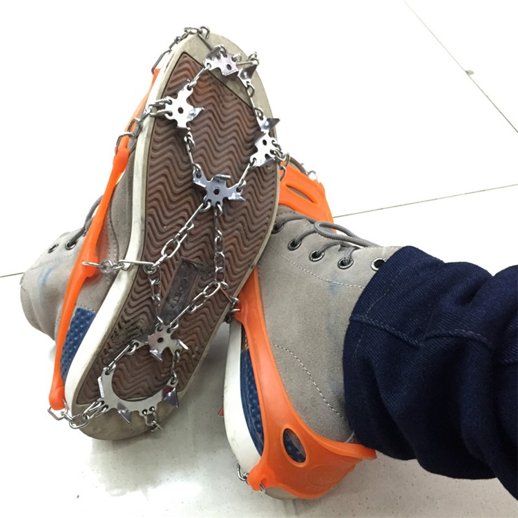 Anti-slip Eighteen-toothed Crampons Traction Cleats for Walking on Snow and Ice - Orange-1