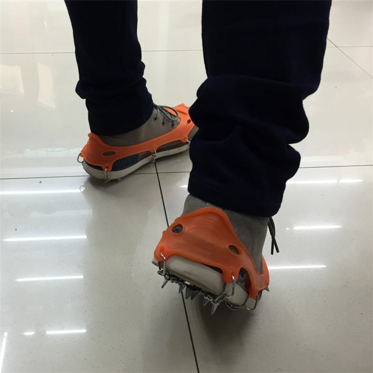 Anti-slip Eighteen-toothed Crampons Traction Cleats for Walking on Snow and Ice - Orange-2
