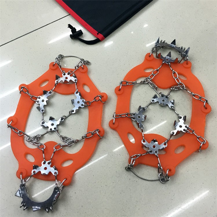Anti-slip Eighteen-toothed Crampons Traction Cleats for Walking on Snow and Ice - Orange-3