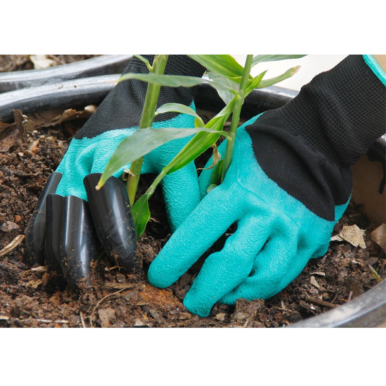 1 Paire De Gants De Travail Résistants Aux Perforations De Jardin Avec 4 Griffes ABS Pour Creuser Le Compostage De Plantation Etc.-2