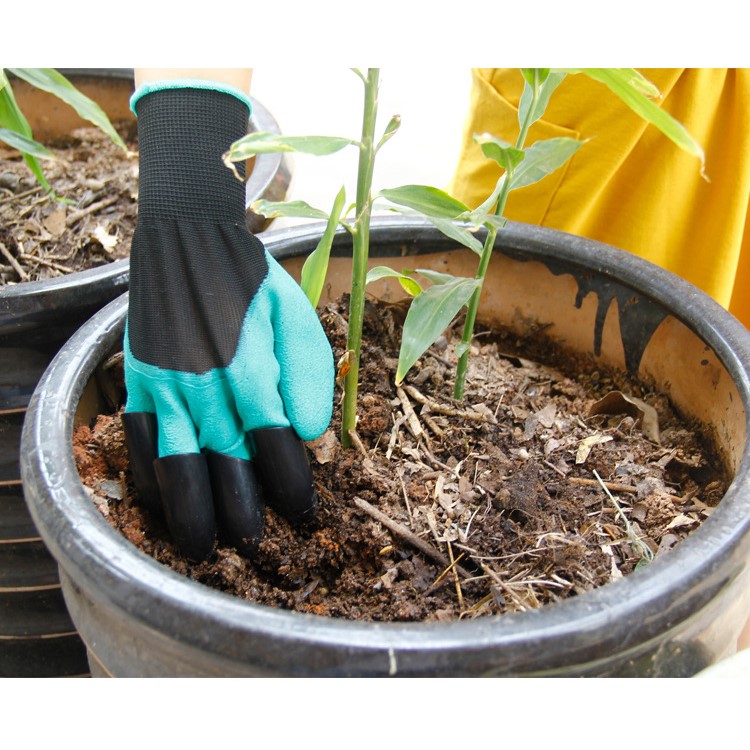 1 Paire De Gants De Travail Résistants Aux Perforations De Jardin Avec 4 Griffes ABS Pour Creuser Le Compostage De Plantation Etc.-3