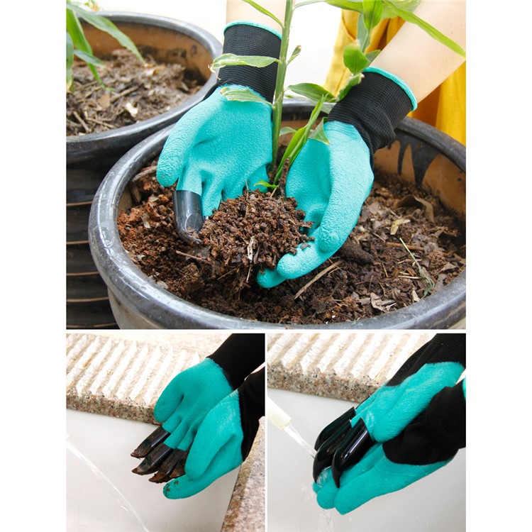 1 Paire De Gants De Travail Résistants Aux Perforations De Jardin Avec 4 Griffes ABS Pour Creuser Le Compostage De Plantation Etc.-4