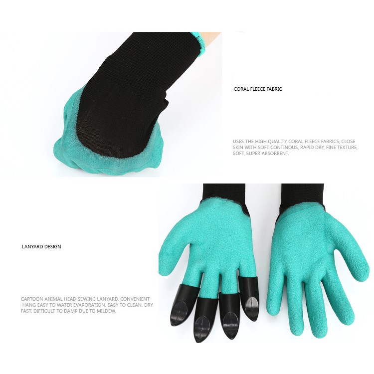 1 Paire De Gants De Travail Résistants Aux Perforations De Jardin Avec 4 Griffes ABS Pour Creuser Le Compostage De Plantation Etc.-5