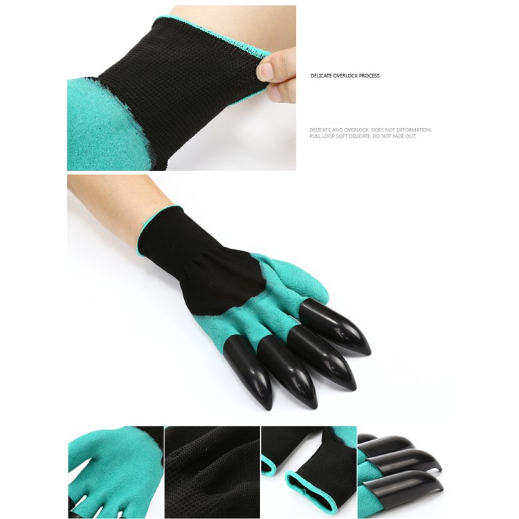 1 Paire De Gants De Travail Résistants Aux Perforations De Jardin Avec 4 Griffes ABS Pour Creuser Le Compostage De Plantation Etc.-6