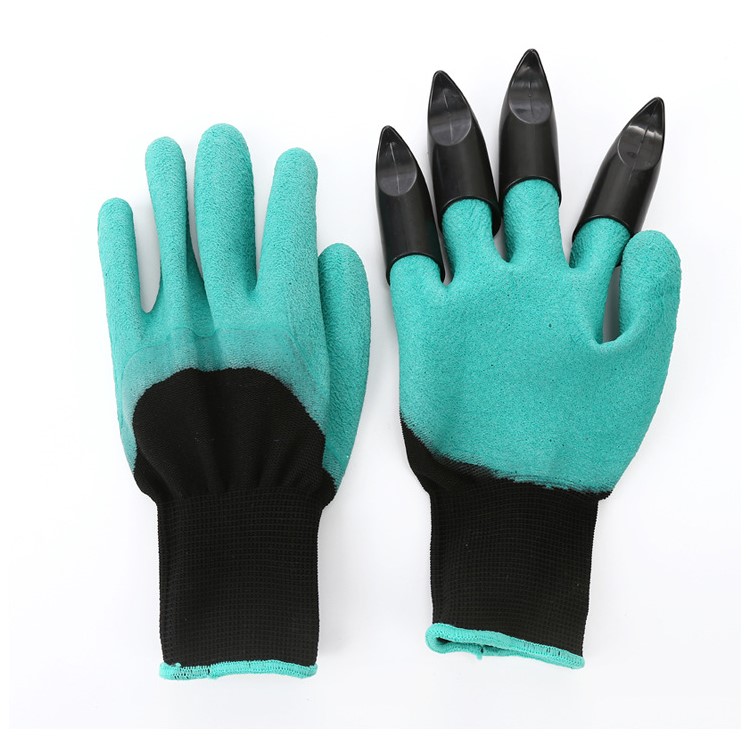 1 Paire De Gants De Travail Résistants Aux Perforations De Jardin Avec 4 Griffes ABS Pour Creuser Le Compostage De Plantation Etc.-8