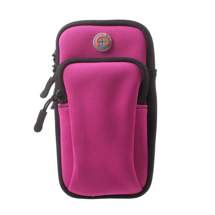 Breathable Sports Armband Dual Pockets Arm Pouch Case for iPhone 8 Plus/7 Plus etc. - Rose-1