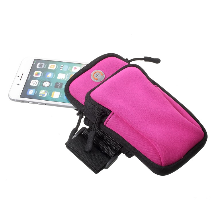 Breathable Sports Armband Dual Pockets Arm Pouch Case for iPhone 8 Plus/7 Plus etc. - Rose-3