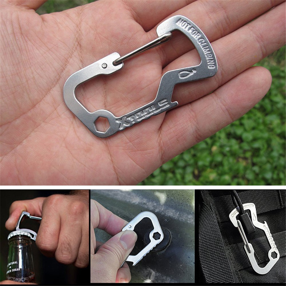 AOTU D Shaped Stainless Steel Multi-functional Opener for Outdoor Activities-1