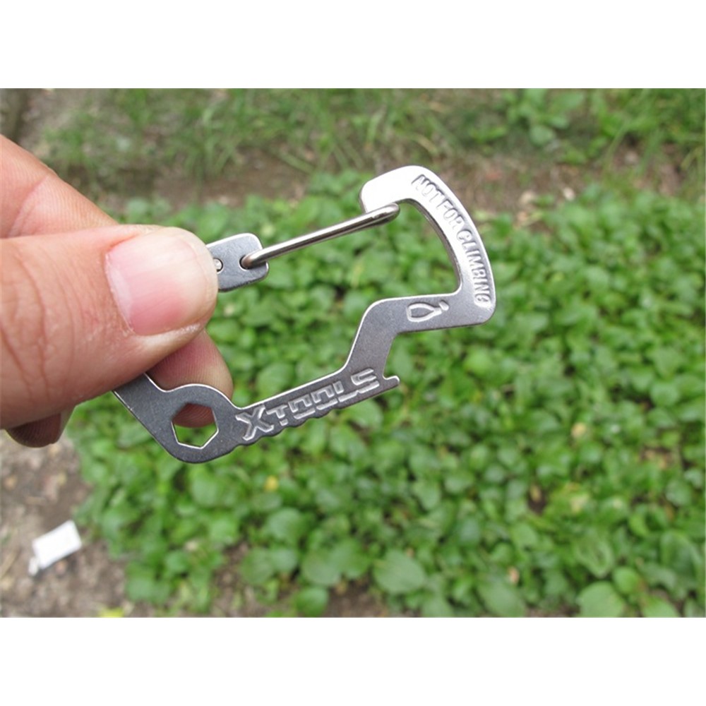 AOTU D Shaped Stainless Steel Multi-functional Opener for Outdoor Activities-3