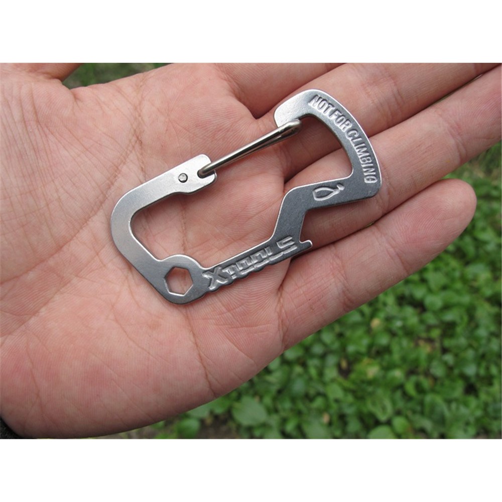 AOTU D Shaped Stainless Steel Multi-functional Opener for Outdoor Activities-4