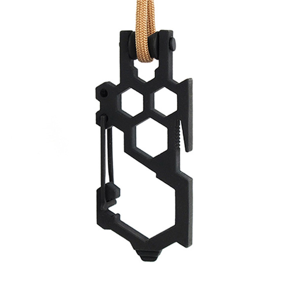AOTU Stainless Steel Multi-tool Carabiner Clip Pulley System Multifunction Survival Tool for Camping Hiking - Black-2
