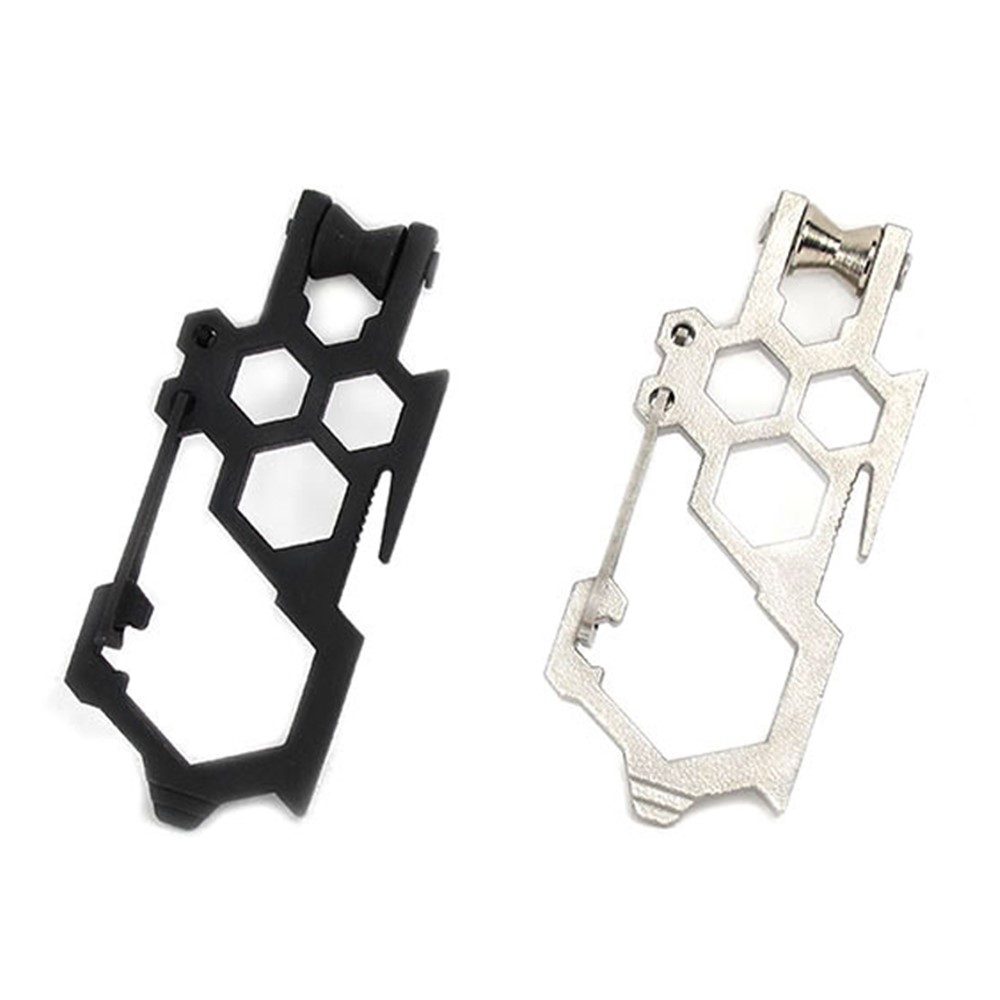 AOTU Stainless Steel Multi-tool Carabiner Clip Pulley System Multifunction Survival Tool for Camping Hiking - Black-4