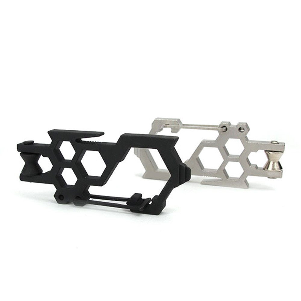 AOTU Stainless Steel Multi-tool Carabiner Clip Pulley System Multifunction Survival Tool for Camping Hiking - Black-5