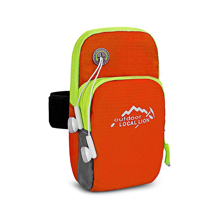 LOCAL LION Polyester Zipper Armband Case for iPhone X/Samsung S8 Etc. Size: 17x10x2cm - Orange-2
