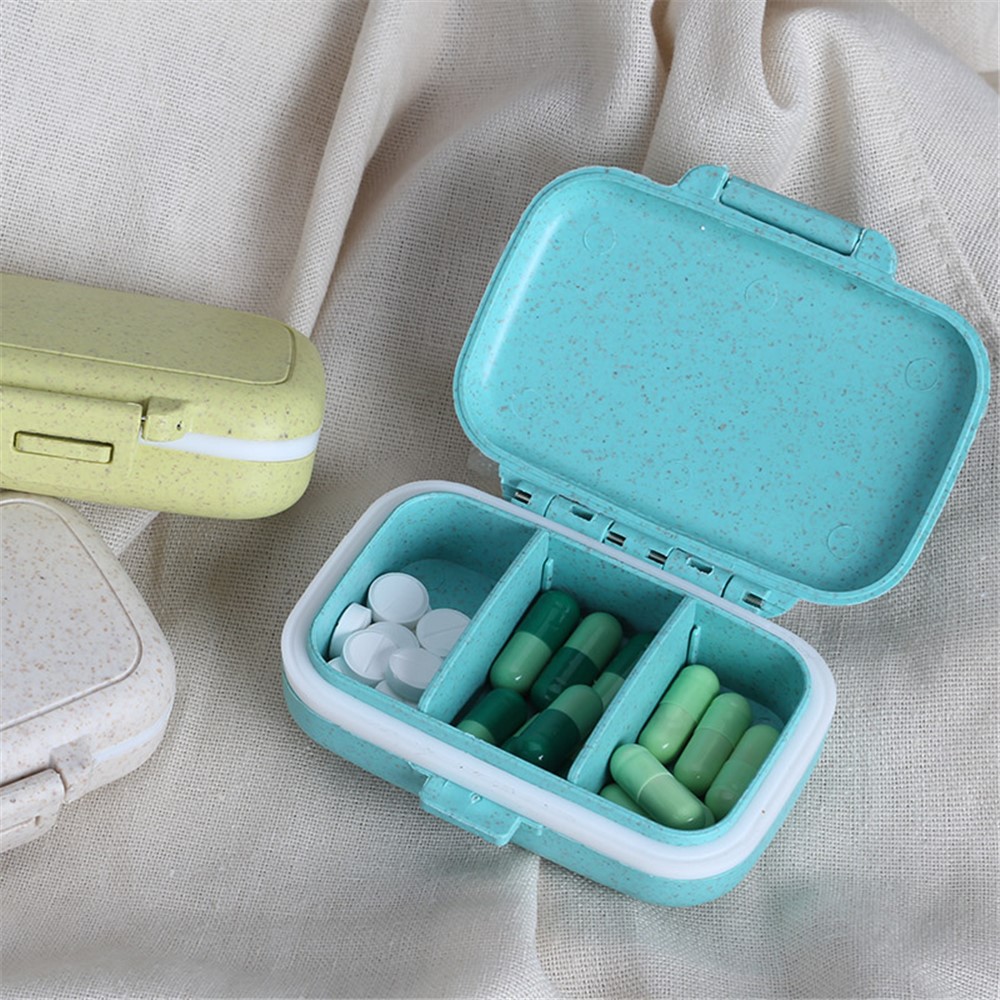 BUBM Mini Portable Pill Box Medicine Storage Organizer - Blue-1