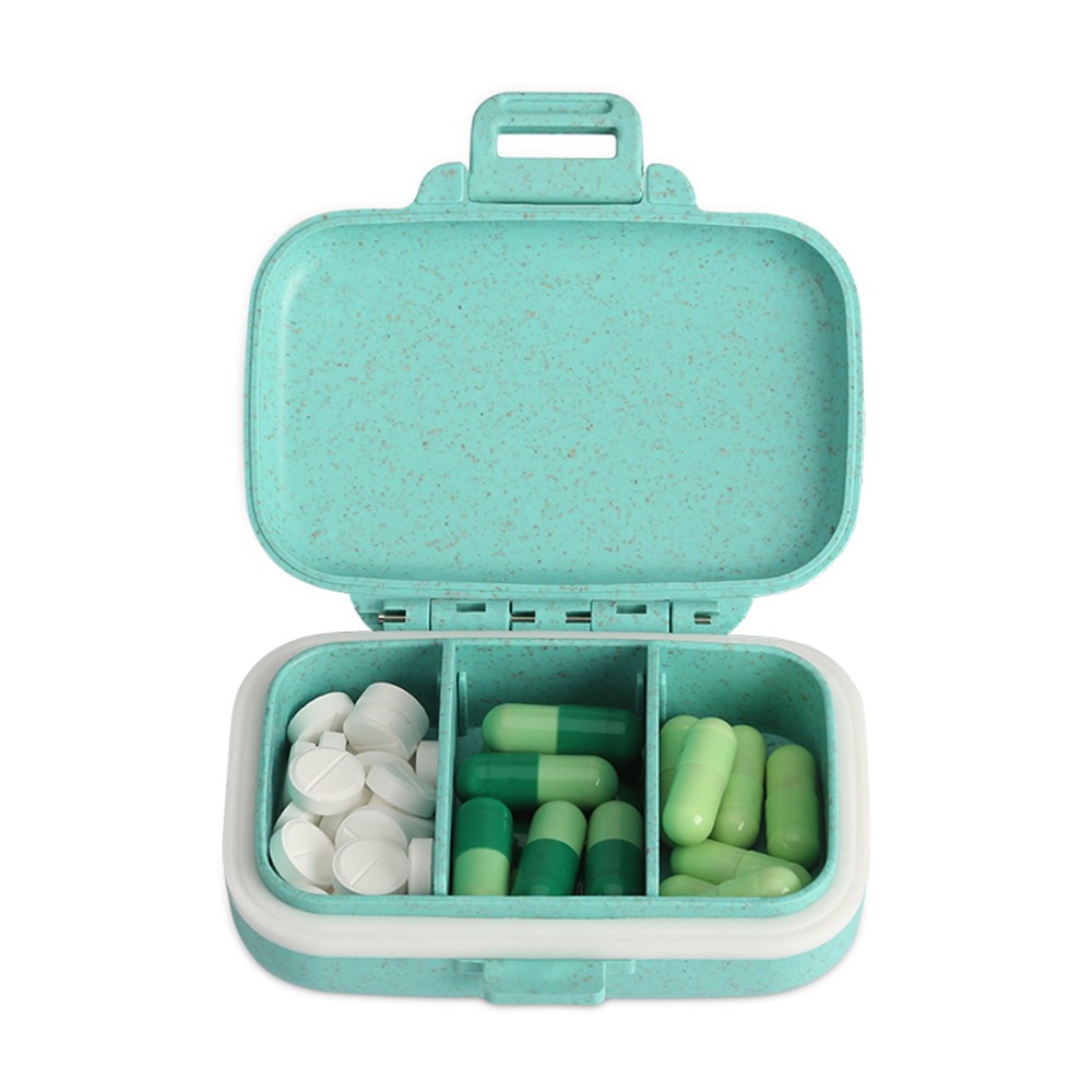 BUBM Mini Portable Pill Box Medicine Storage Organizer - Blue-2