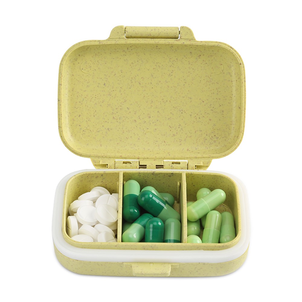 BUBM Mini Portable Pill Box Medicine Storage Container Case - Yellow-1