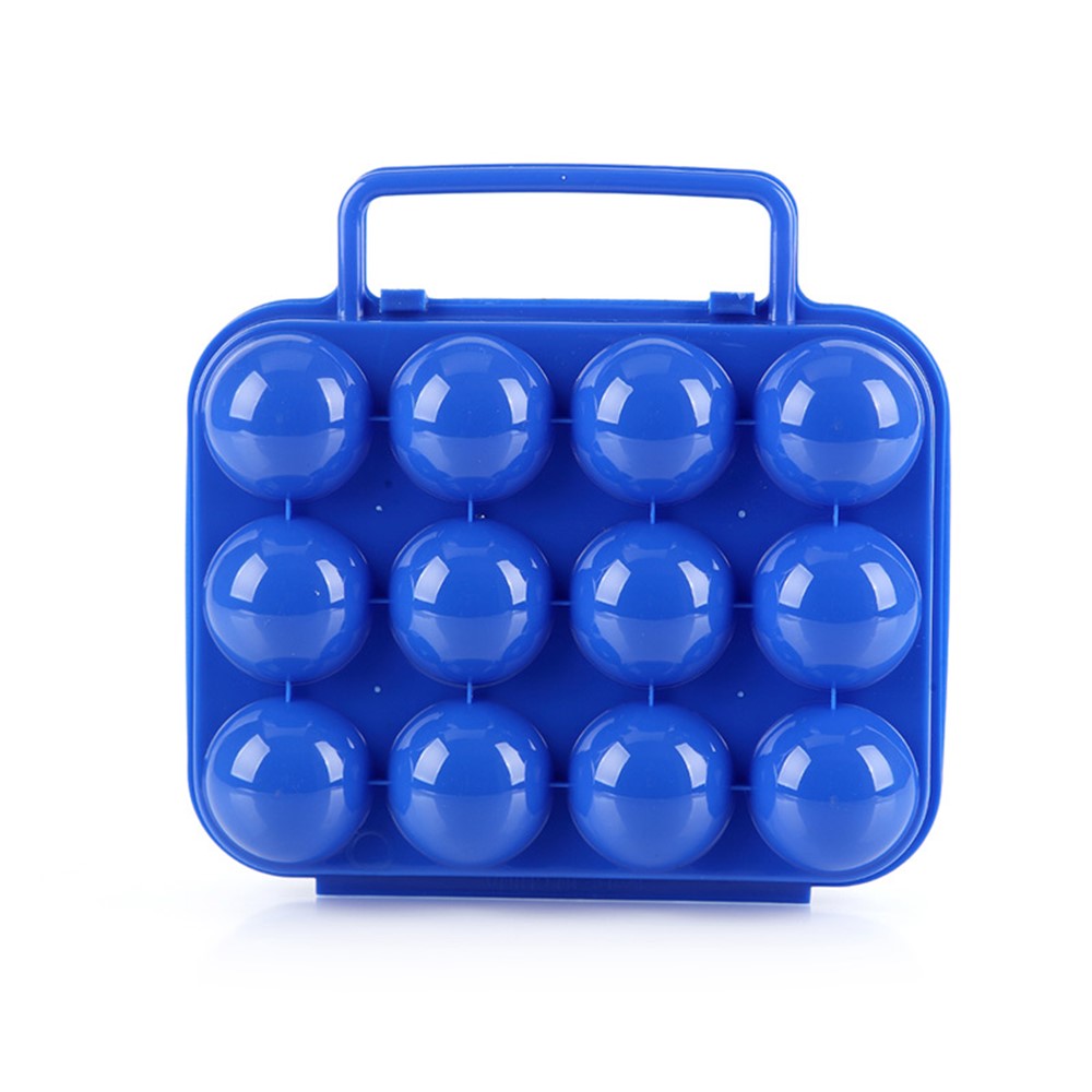 AOTU AT6360 Shockproof Folding 12 Eggs Slots Holder Plastic Storage Box for Camping Hiking - Blue-1