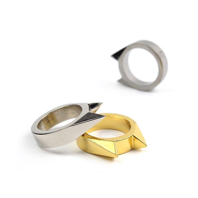 Trendy Cat Ear Zinc Alloy EDC Self Defense Finger Ring Outdoor Survival Tool (Random Color)-2