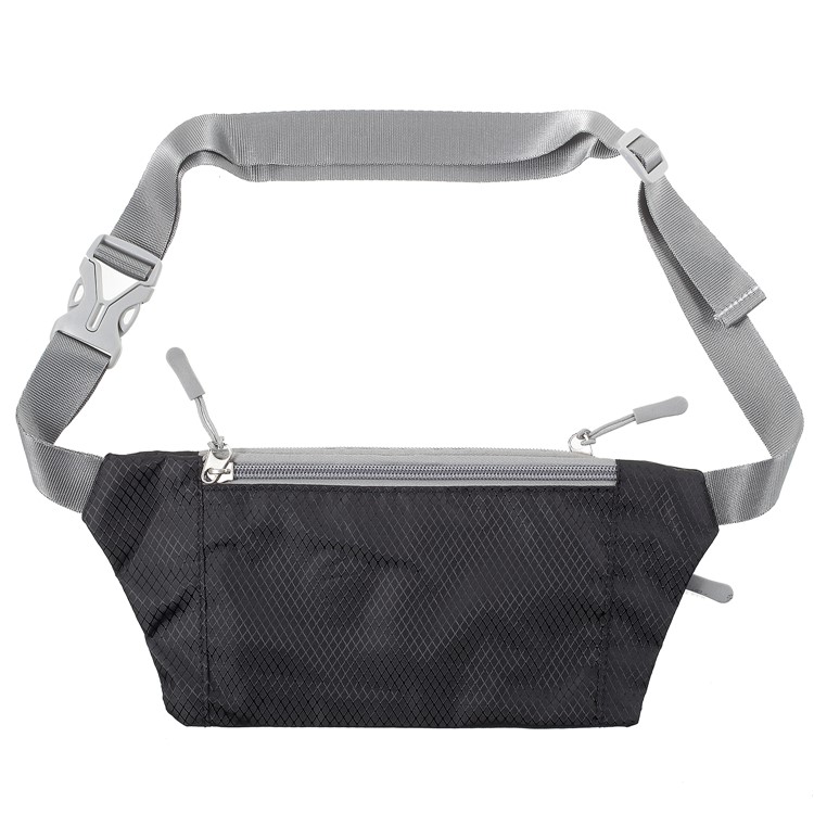 Slim Fit Zipper Closure Outdoor Running Waist Bag Smartphone Pouch Bag - Black-1