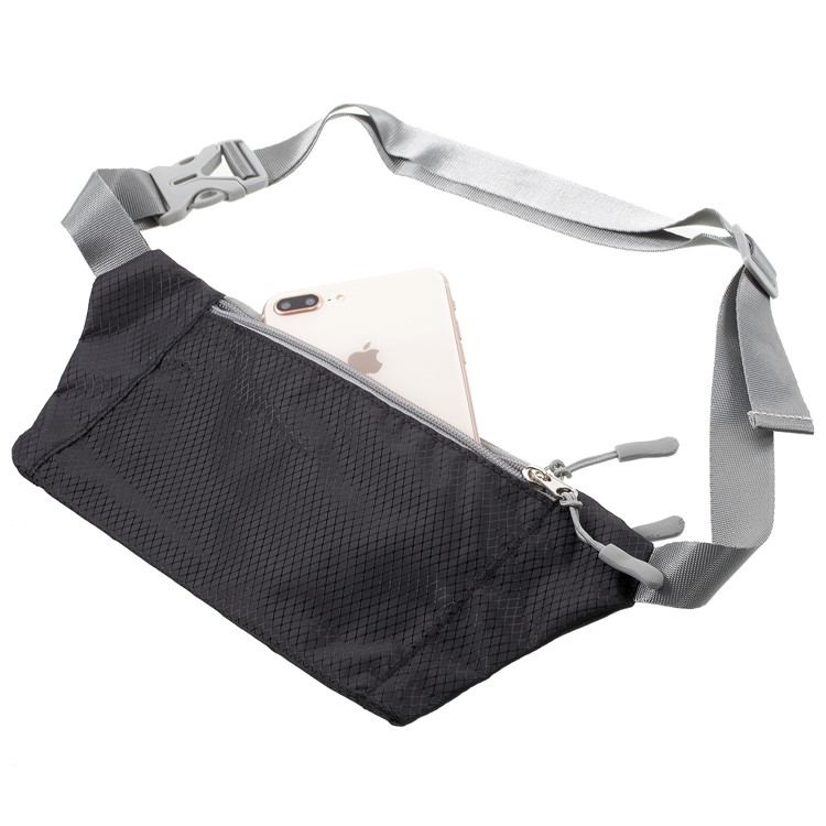 Slim Fit Zipper Closure Outdoor Running Waist Bag Smartphone Pouch Bag - Black-4
